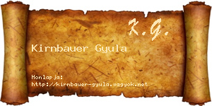 Kirnbauer Gyula névjegykártya